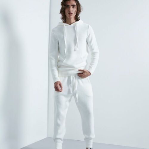 MAGLIONE BIANCO DA UOMO CON CAPPUCCIO OVER-D OT1F2W1P25