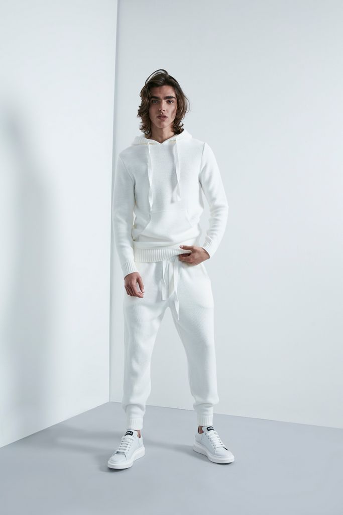 MAGLIONE BIANCO DA UOMO CON CAPPUCCIO OVER-D OT1F2W1P25
