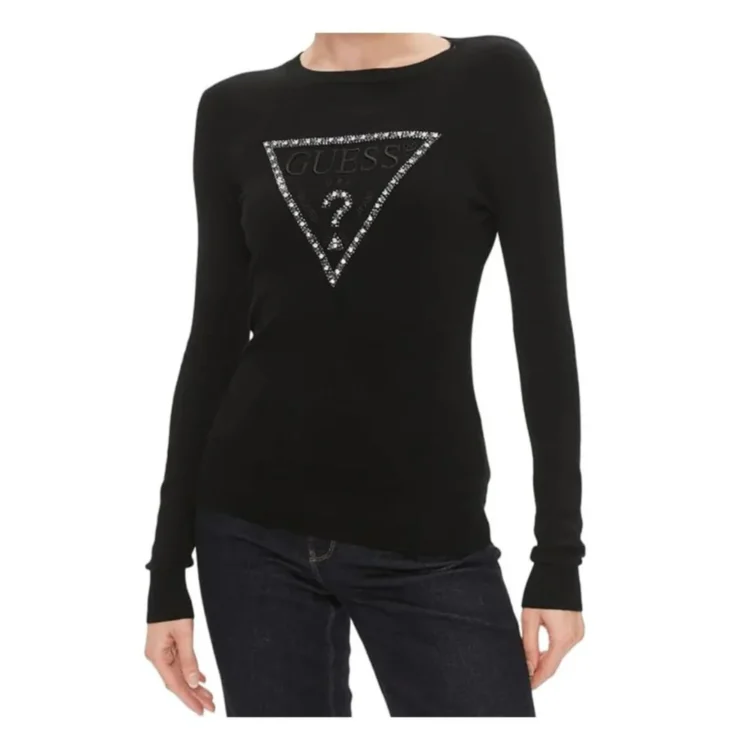 MAGLIA DA DONNA GUESS CON LOGO CENTRALE E GIOIELLI W4YR31Z2NQ2